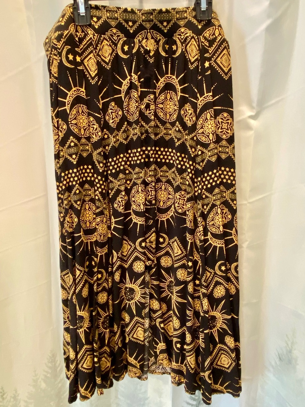 torrid Black Maxi Skirt with Gold Celestial Print